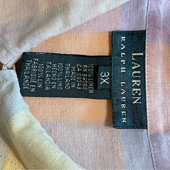 Ralph Lauren vintage pastel plaid linen button down classic preppy shirt size 3X - Picture 7 of 7